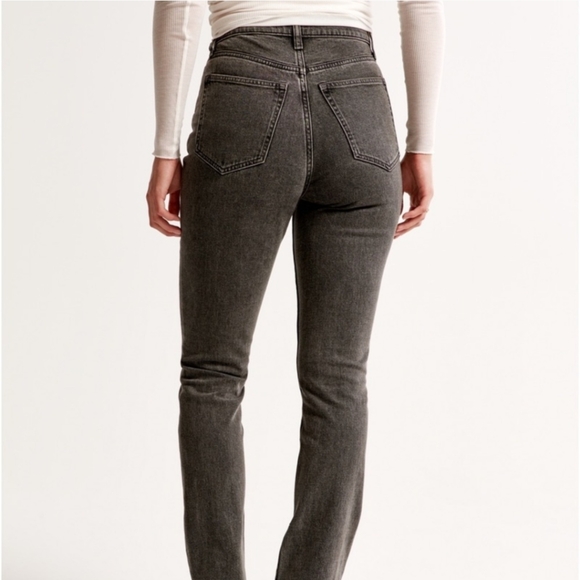 Abercrombie & Fitch Black 90's Straight Ultra High Rise Denim Jeans Size 16 - Picture 8 of 14